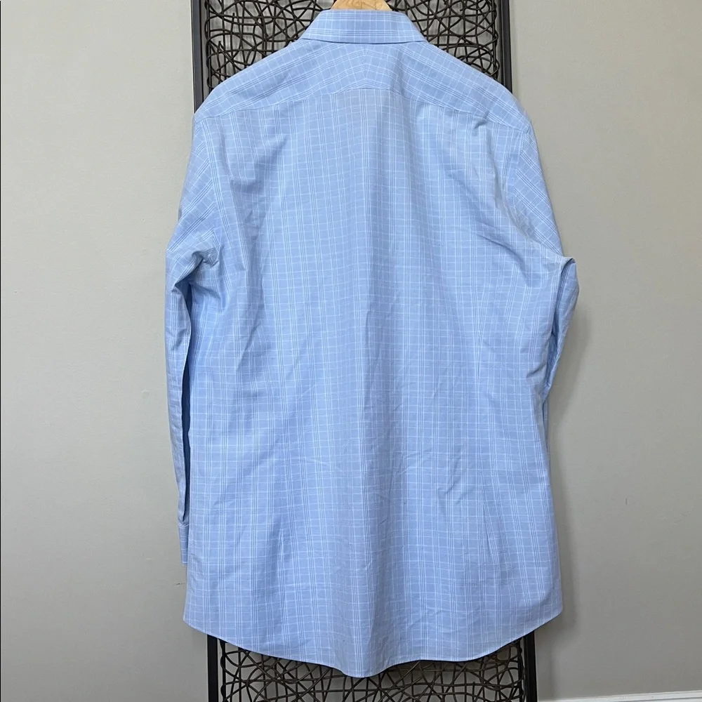 Charles Tyrwhitt Light Blue Plaid Dress Shirt Extra Slim Fit 17/35